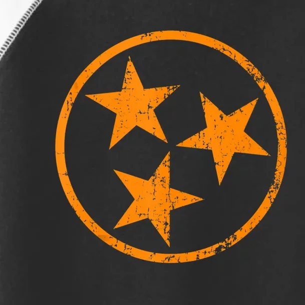 Distressed 3 Star Tn State Orange And White Tennessee Flag Toddler Fine Jersey T-Shirt