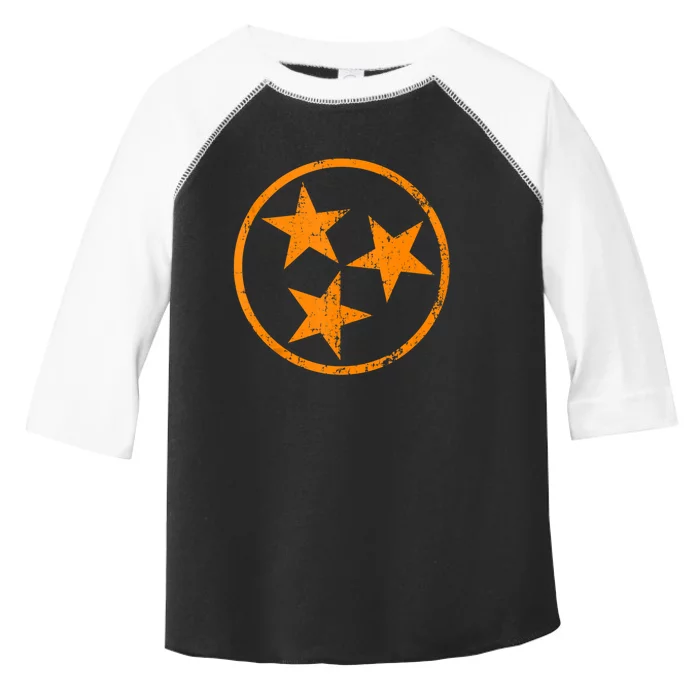 Distressed 3 Star Tn State Orange And White Tennessee Flag Toddler Fine Jersey T-Shirt