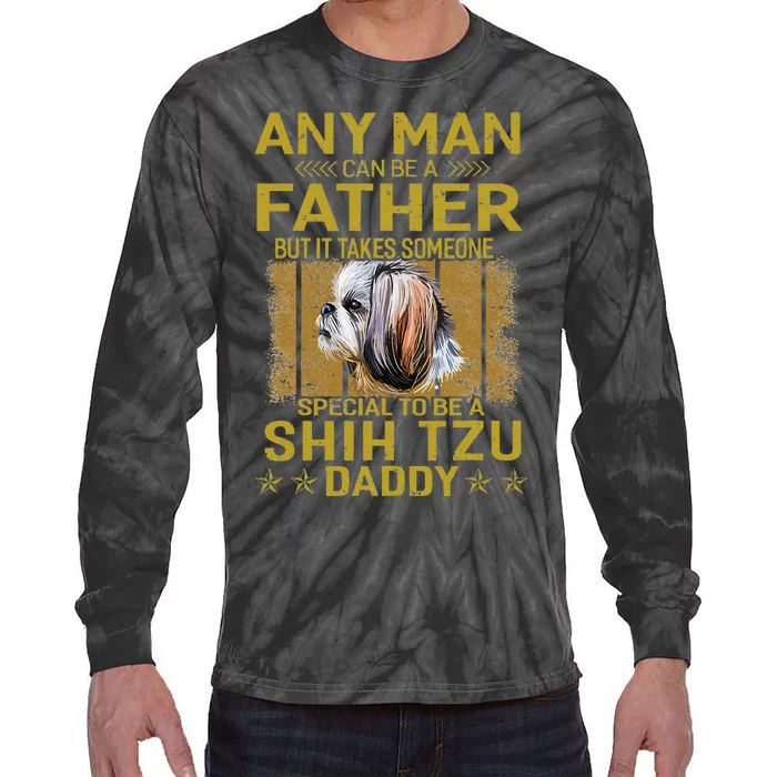 Dogs 365 Shih Tzu Dog Daddy Dad Gift Tie-Dye Long Sleeve Shirt