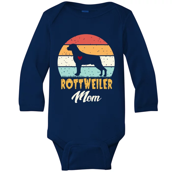 Dogs 365 Vintage Rottweiler Mom Dog Cute Funny Mother Gift Cool Gift Baby Long Sleeve Bodysuit