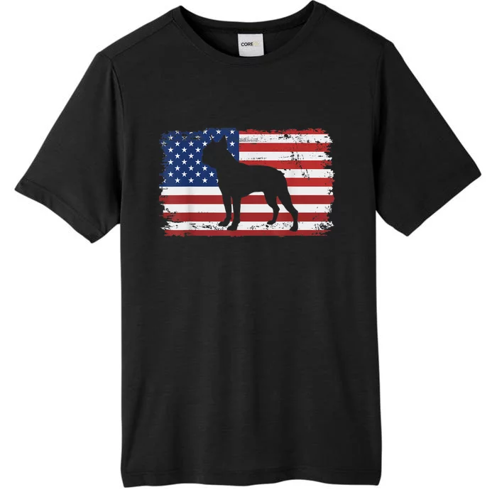 Dogs 365 Vintage Boston Terrier Dog US American Flag ChromaSoft Performance T-Shirt