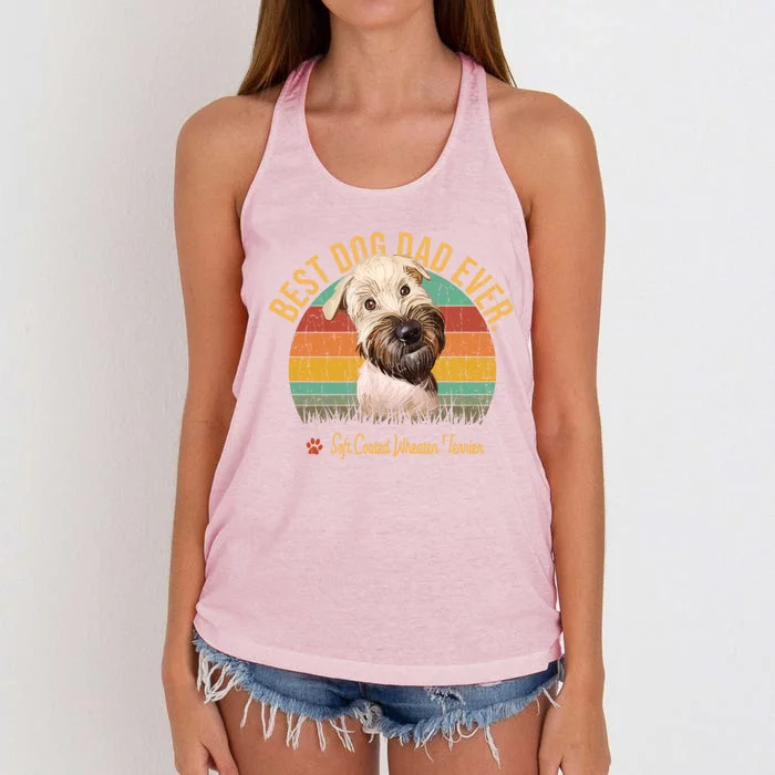 Dogs 365 Vintage Best Soft Coated Wheaten Terrier Dad Ever Gift Women's Knotted Racerback Tank