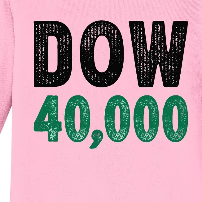 Dow 40000 Finance Investing Stock Trader Investor Dow 40k Baby Long Sleeve Bodysuit