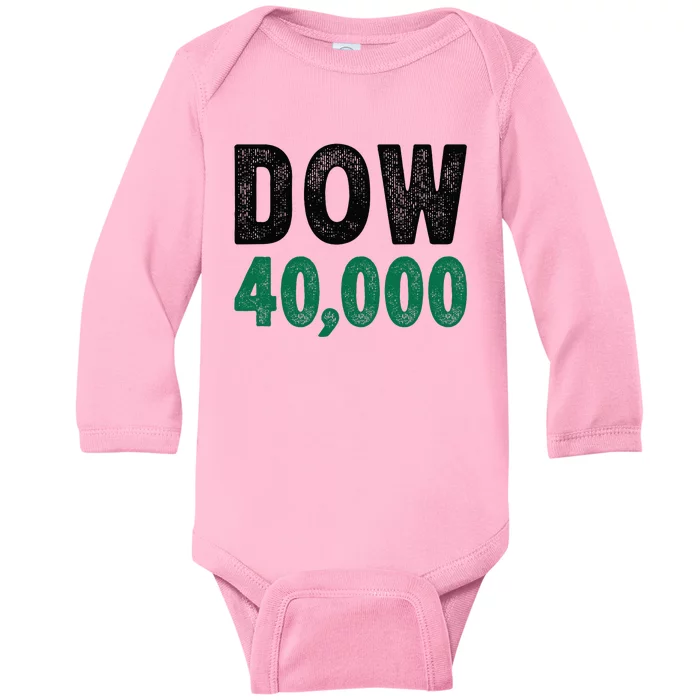 Dow 40000 Finance Investing Stock Trader Investor Dow 40k Baby Long Sleeve Bodysuit