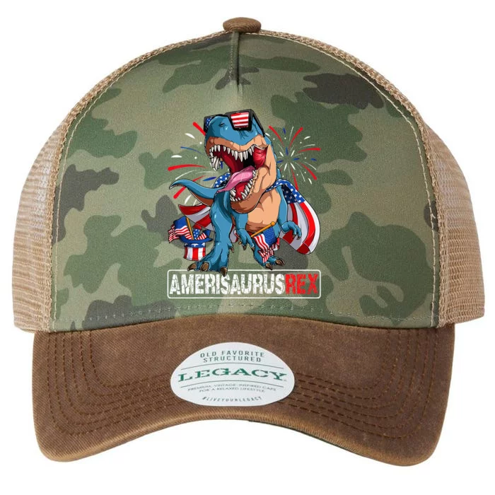 Dinosaur 4th of July Amerisaurus T Rex Funny Legacy Tie Dye Trucker Hat