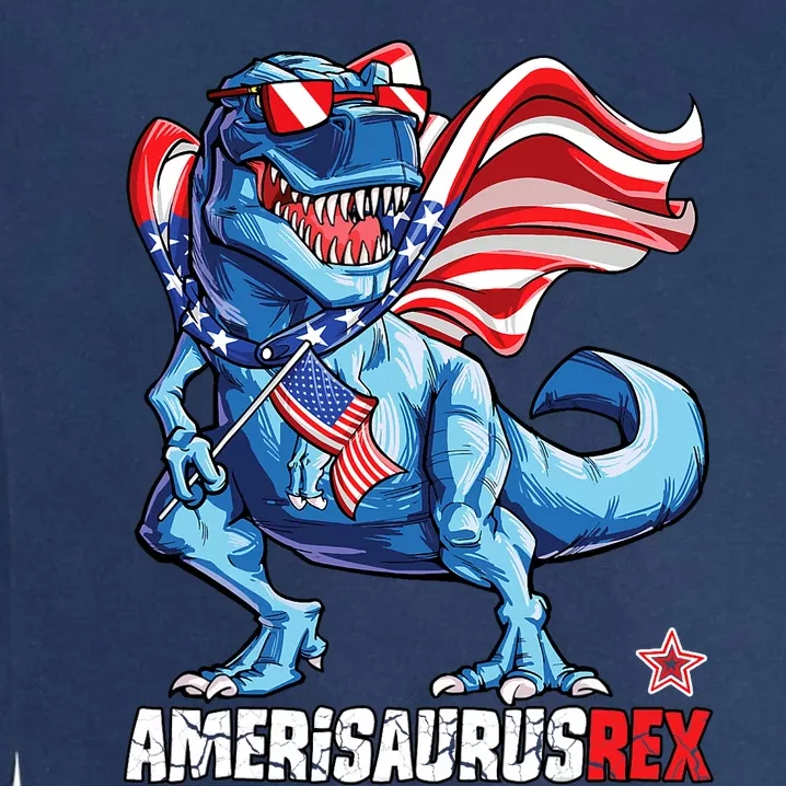 Dinosaur 4th Of July Boy Girl Amerisaurus T Rex Funny Garment-Dyed Sweatshirt