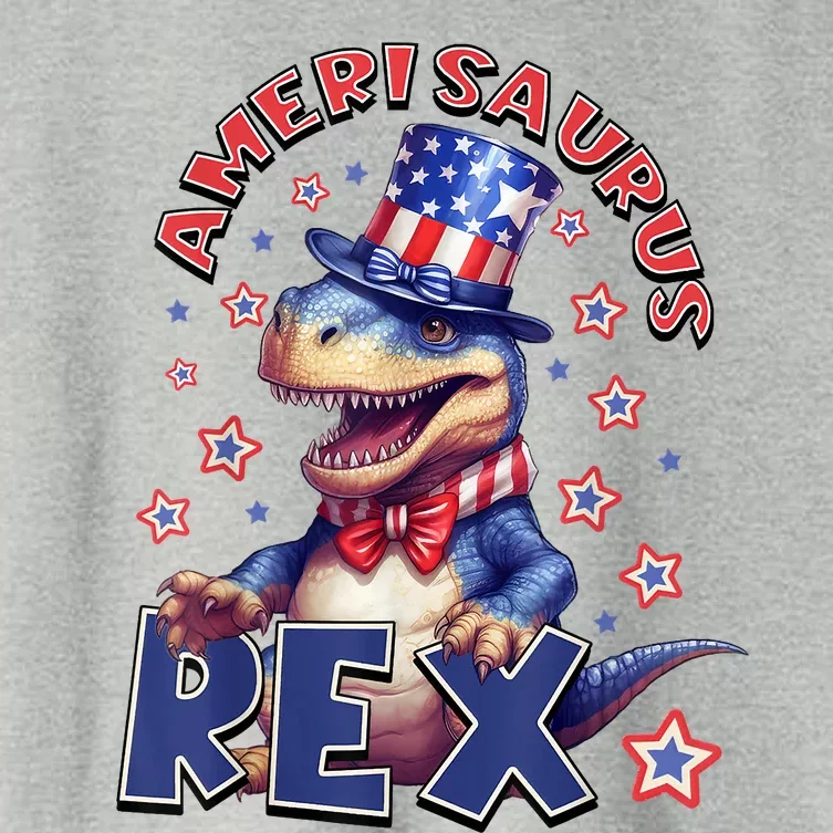 Dinosaur 4th Of July Amerisaurus T Rex Women's Crop Top Tee