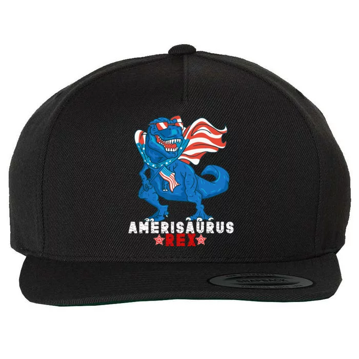 Dinosaur 4th Of July Amerisaurus T Rex Funny Wool Snapback Cap