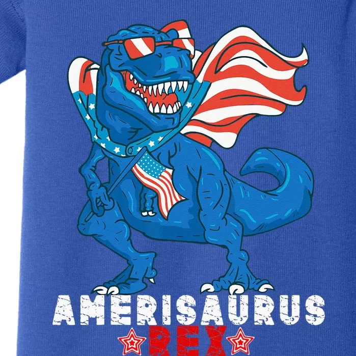 Dinosaur 4th Of July Amerisaurus T Rex Funny Baby Bodysuit