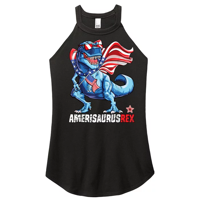 Dinosaur 4th Of July Amerisaurus T Rex Funny Women’s Perfect Tri Rocker Tank