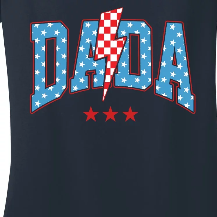 Dada 4th Of July Usa Festive Women's V-Neck T-Shirt