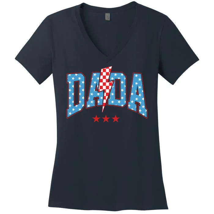 Dada 4th Of July Usa Festive Women's V-Neck T-Shirt