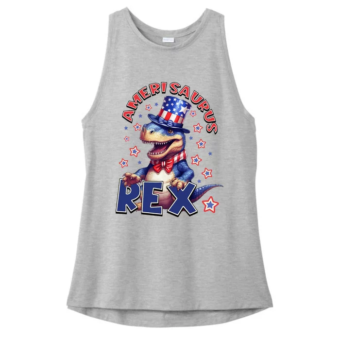 Dinosaur 4th Of July Amerisaurus T Rex Ladies Tri-Blend Wicking Tank