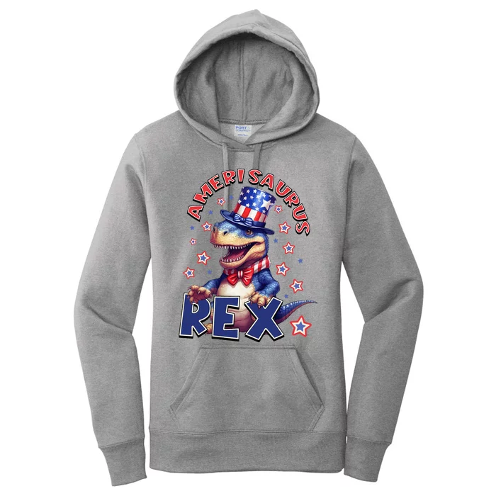 Dinosaur 4th Of July Amerisaurus T Rex Women's Pullover Hoodie