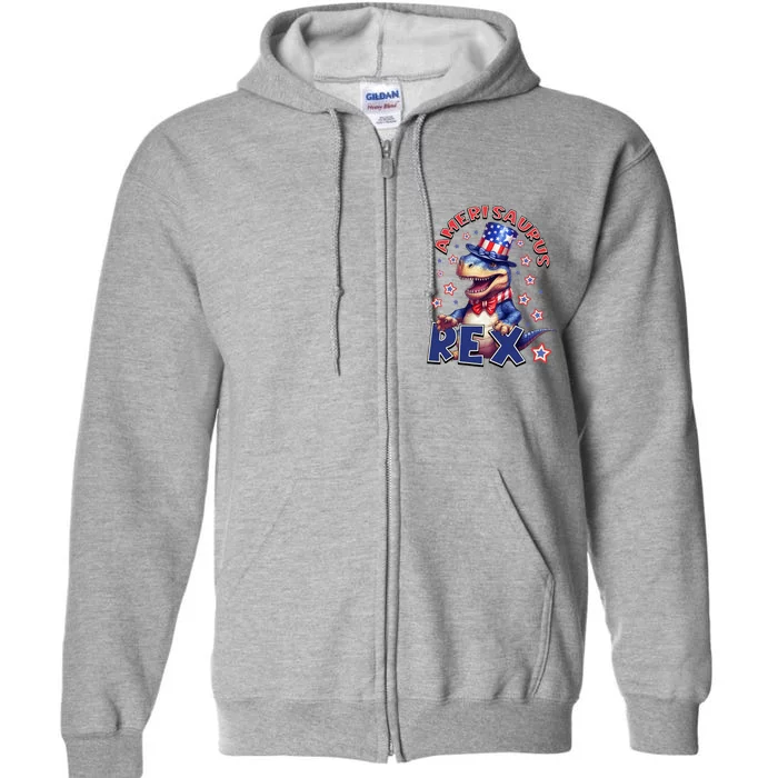 Dinosaur 4th Of July Amerisaurus T Rex Full Zip Hoodie