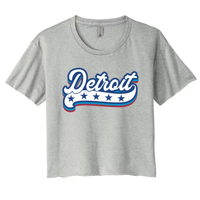 Detroit 4th Of July American Usa Patriotic America Retro Gift Women's Crop Top Tee