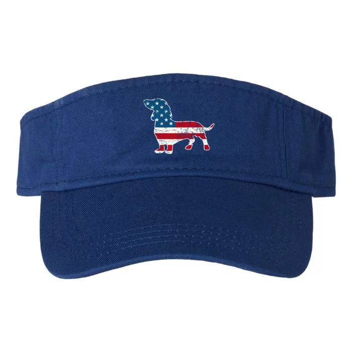 Dachshund 4th Of July American Flag Dog Lovers Valucap Bio-Washed Visor