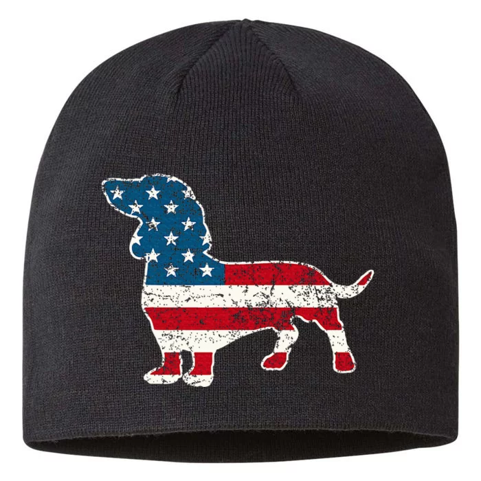 Dachshund 4th Of July American Flag Dog Lovers 8 1/2in Sustainable Knit Beanie