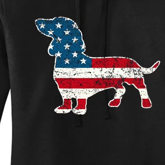 Dachshund 4th Of July American Flag Dog Lovers Women's Pullover Hoodie