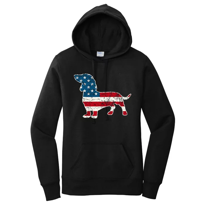 Dachshund 4th Of July American Flag Dog Lovers Women's Pullover Hoodie