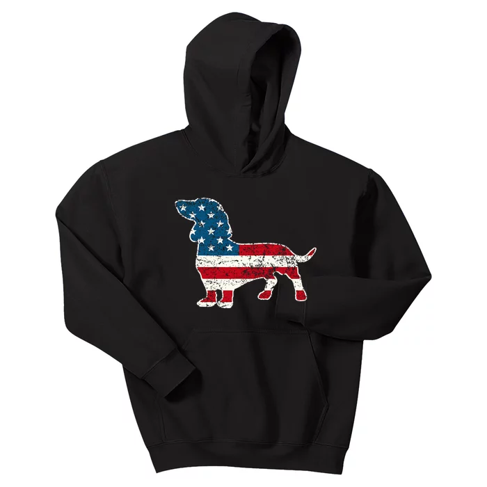 Dachshund 4th Of July American Flag Dog Lovers Kids Hoodie