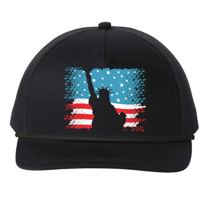 Distressed 4th Of July Liberty Flag Snapback Five-Panel Rope Hat