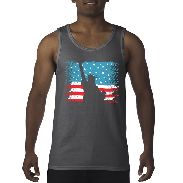 Distressed 4th Of July Liberty Flag Tank Top