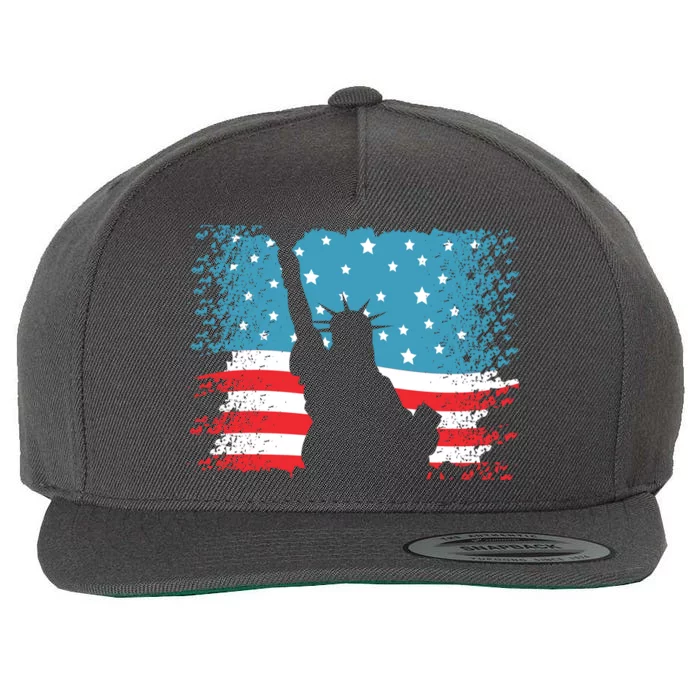 Distressed 4th Of July Liberty Flag Wool Snapback Cap