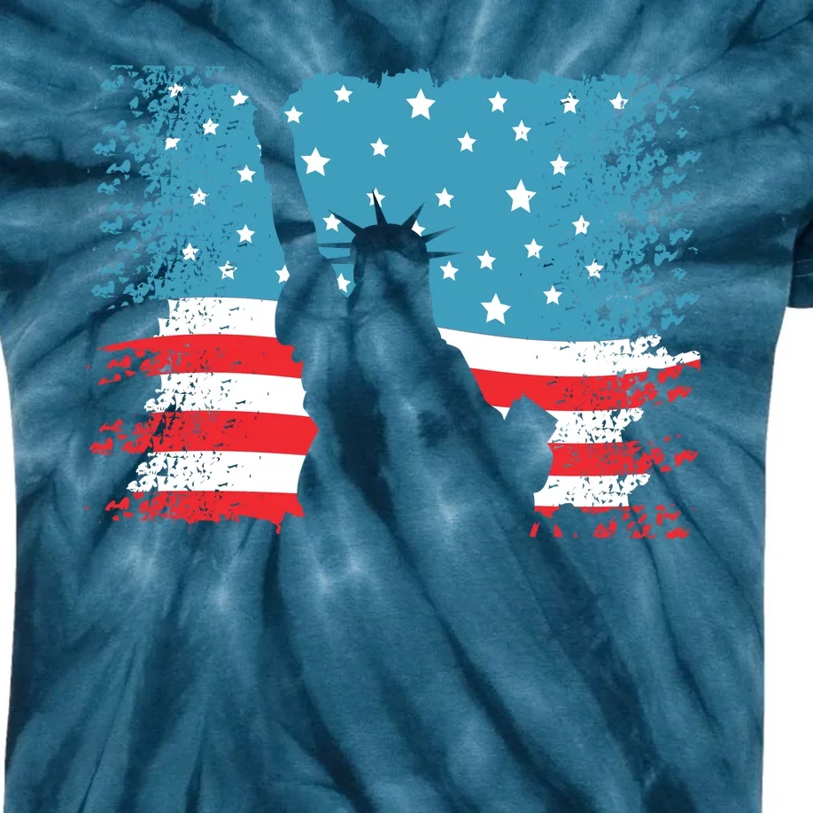 Distressed 4th Of July Liberty Flag Kids Tie-Dye T-Shirt