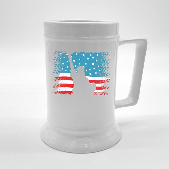 Distressed 4th Of July Liberty Flag Front & Back Beer Stein