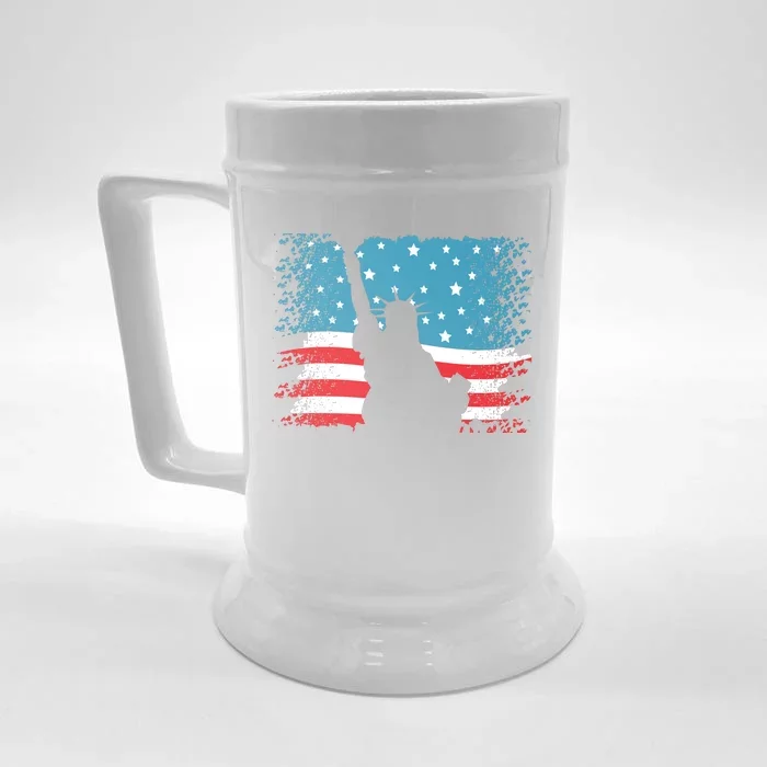 Distressed 4th Of July Liberty Flag Front & Back Beer Stein