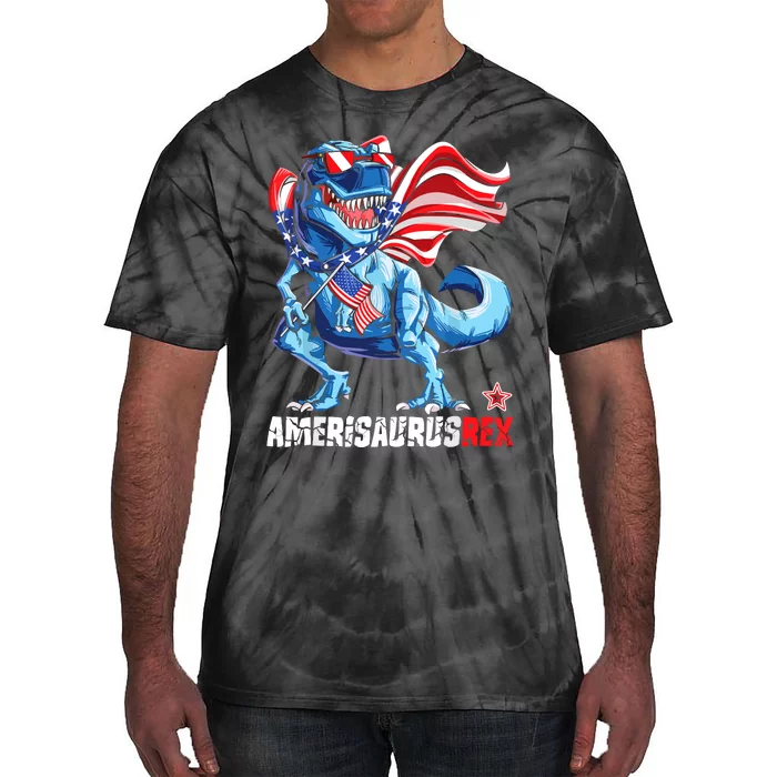 Dinosaur 4th Of July, Amerisaurus T Rex Funny Tie-Dye T-Shirt