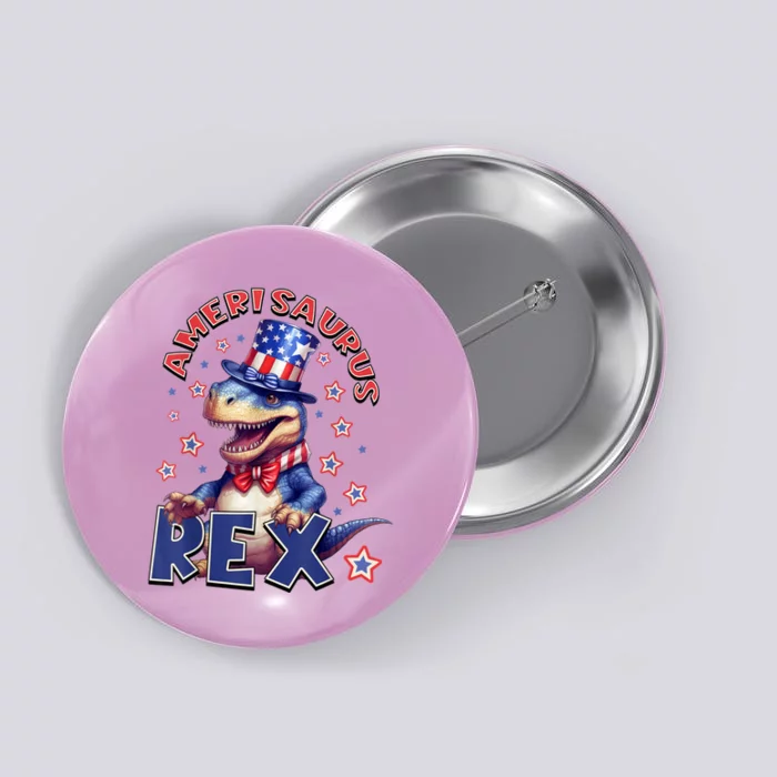 Dinosaur 4th Of July Kids Men Amerisaurus T Rex Button