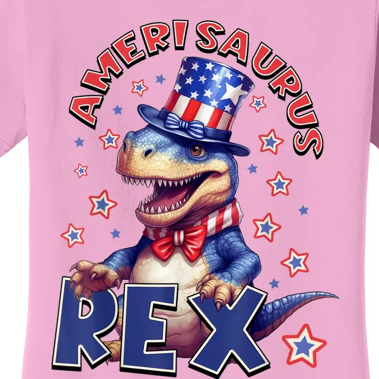 Dinosaur 4th Of July Kids Men Amerisaurus T Rex Women's T-Shirt