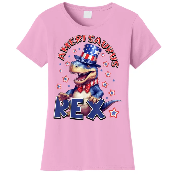 Dinosaur 4th Of July Kids Men Amerisaurus T Rex Women's T-Shirt