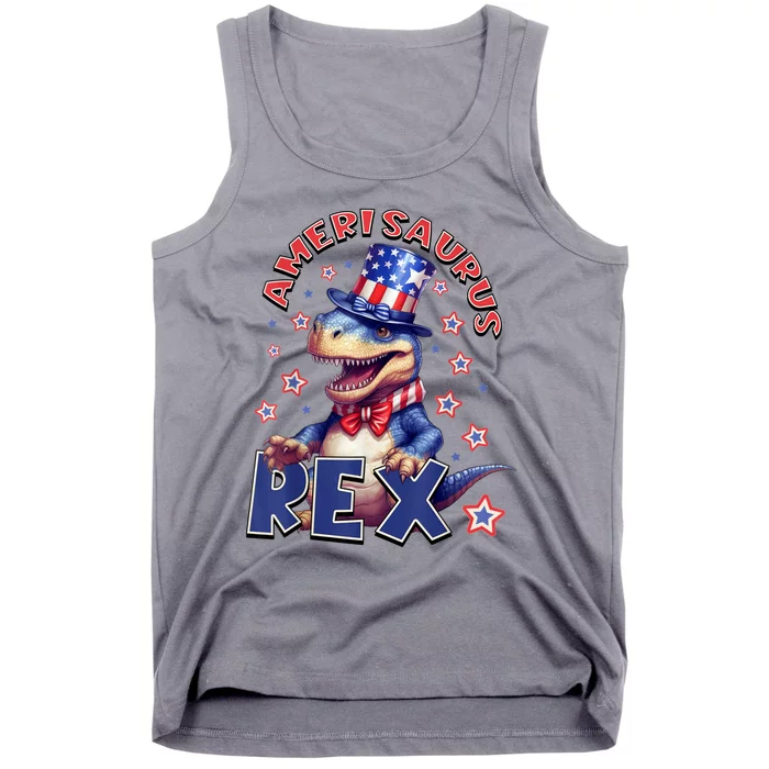 Dinosaur 4th Of July Kids Men Amerisaurus T Rex Tank Top