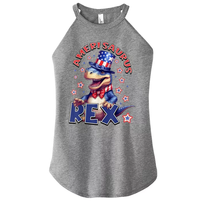 Dinosaur 4th Of July Kids Men Amerisaurus T Rex Women’s Perfect Tri Rocker Tank