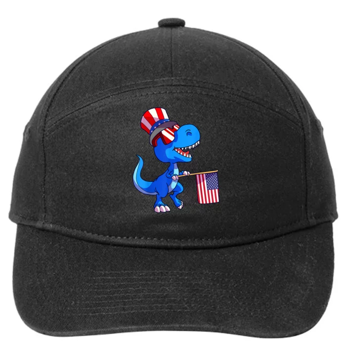 Dinosaur 4th Of July USA Flag Dino Boy July 4 7-Panel Snapback Hat