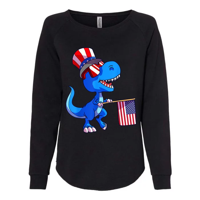 Dinosaur 4th Of July USA Flag Dino Boy July 4 Womens California Wash Sweatshirt