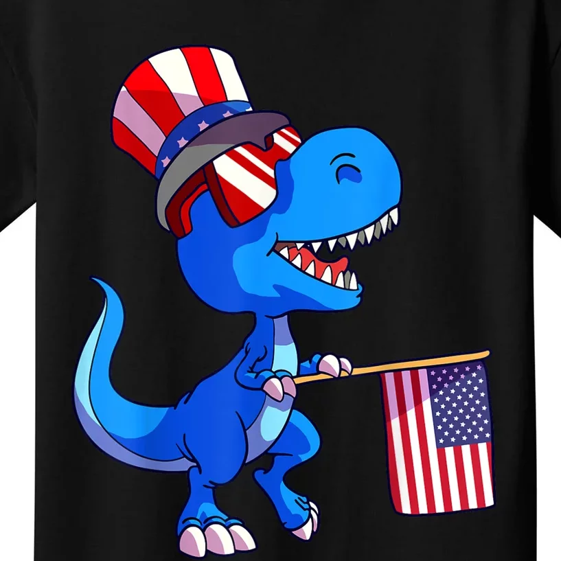 Dinosaur 4th Of July USA Flag Dino Boy July 4 Kids T-Shirt