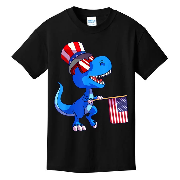 Dinosaur 4th Of July USA Flag Dino Boy July 4 Kids T-Shirt