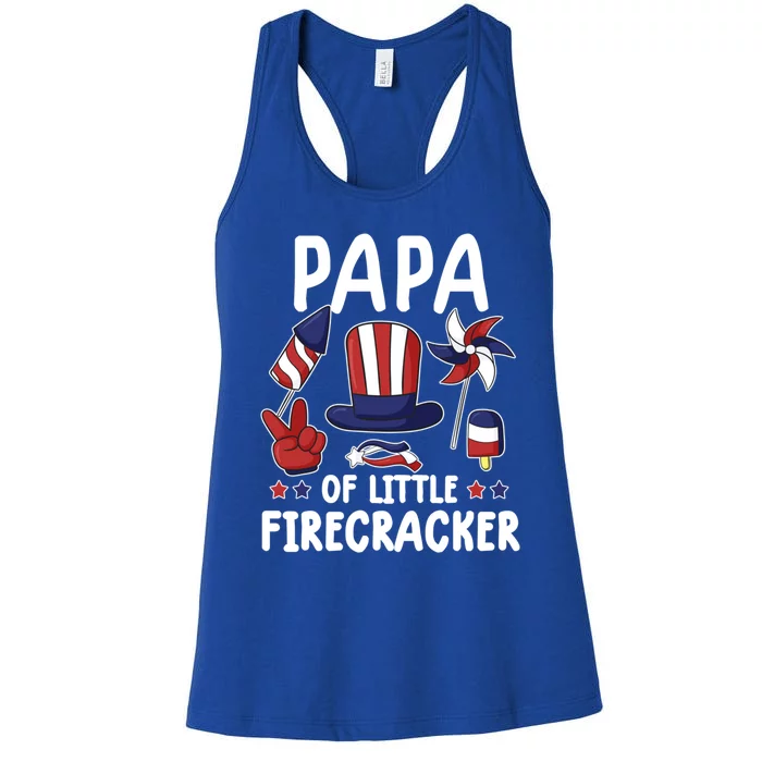 Daddy 4th Of July Gift Papa Of Little Firecracker Gift Women's Racerback Tank