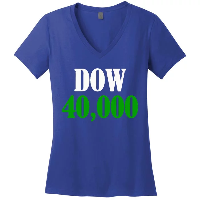 Dow 40000 Stockbroker Financial Advisor Stock Market Women's V-Neck T-Shirt