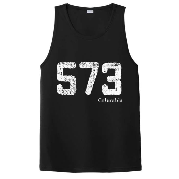 Distressed 573 Area Code Columbia Missouri Performance Tank