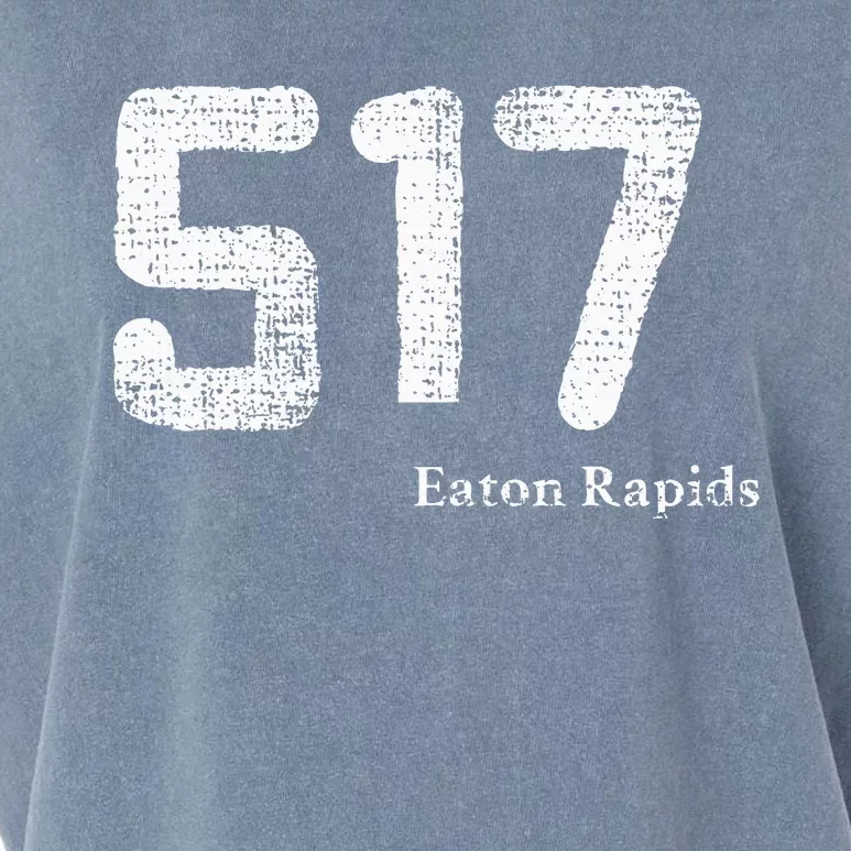 Distressed 517 Area Code Eaton Rapids Michigan Garment-Dyed Women's Muscle Tee