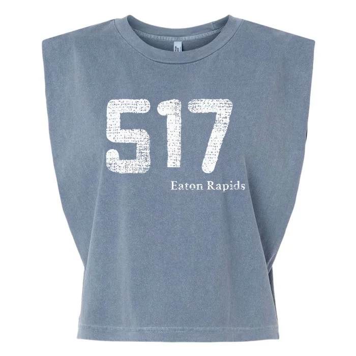 Distressed 517 Area Code Eaton Rapids Michigan Garment-Dyed Women's Muscle Tee