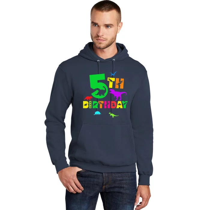 Dinosaur 5th Birthday Dino Im 5 Birthday Tall Hoodie