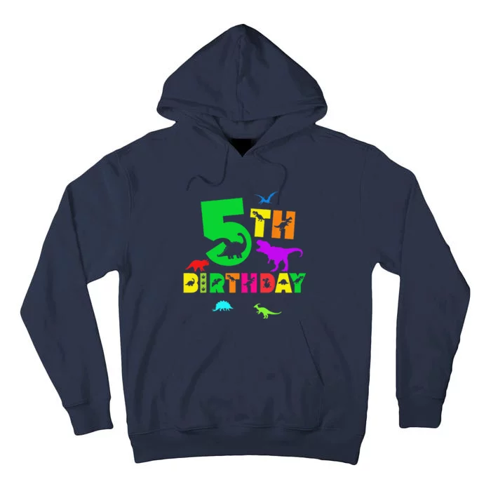 Dinosaur 5th Birthday Dino Im 5 Birthday Tall Hoodie