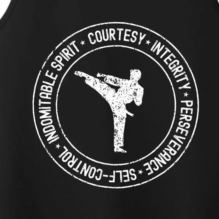 Distressed 5 Tenets Of Taekwondo Taekwondo Kicking Performance Tank