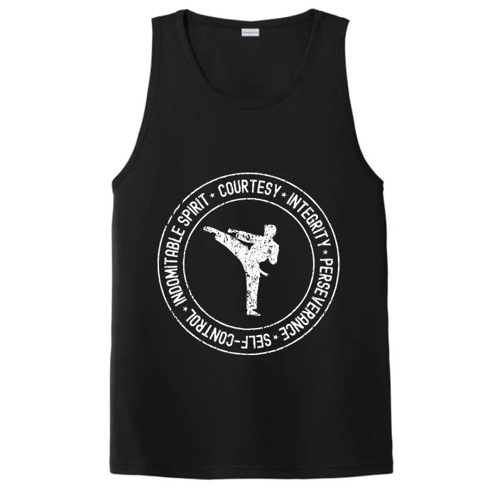 Distressed 5 Tenets Of Taekwondo Taekwondo Kicking Performance Tank